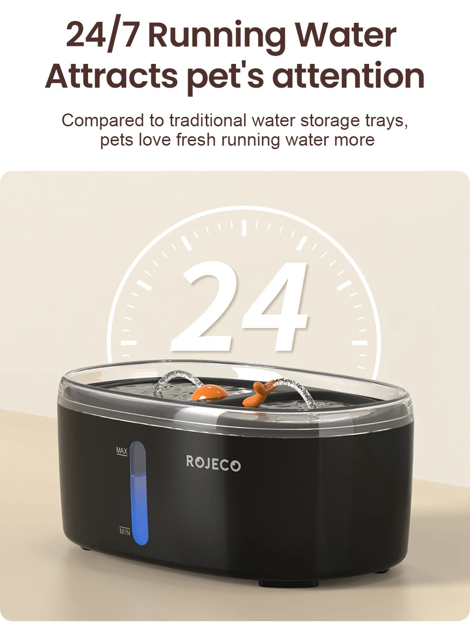 Automatic Cat Water Fountain with Dual Bowls - Wireless Pet Water Dispenser