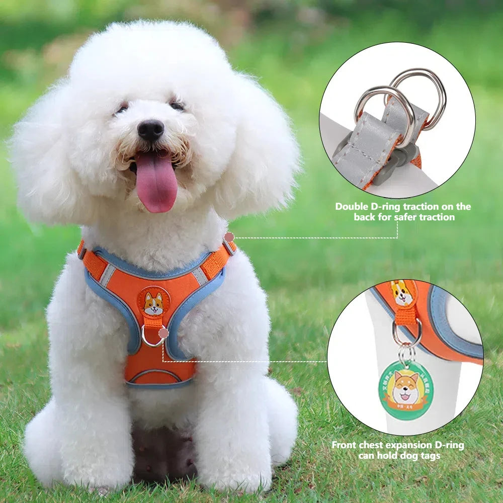 No-Pull Harness and Leash Set - Reflective Vest for Small Dogs