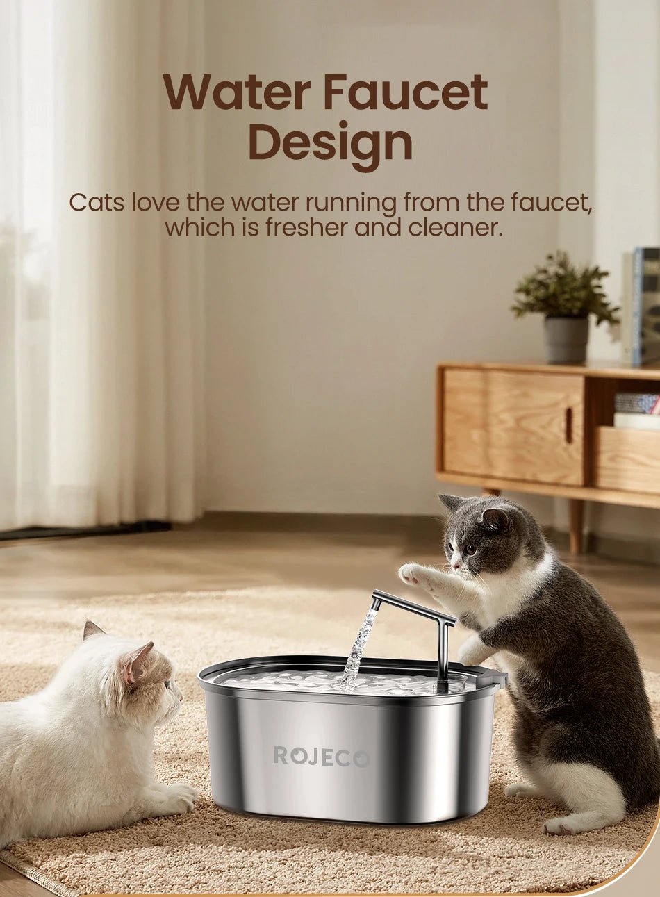3.2L Stainless Steel Cat Water Fountain - Automatic Pet Water Dispenser for Dogs & Cats