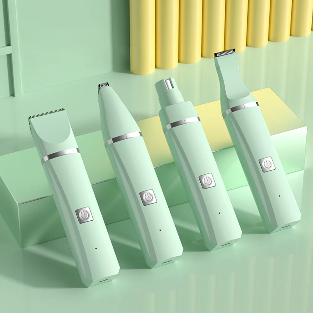 Professional 4-in-1 Pet Grooming Kit - Cordless Hair Clipper and Nail Trimmer Set