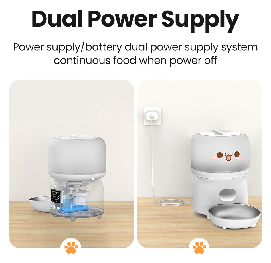 3L Smart WiFi Automatic Pet Feeder with Button Control and Remote Feeding