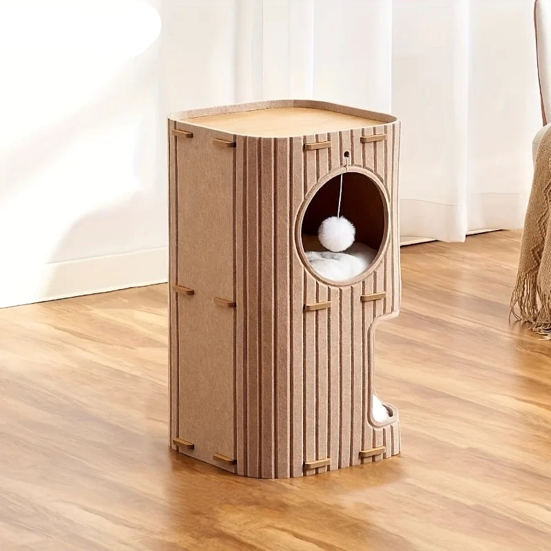 Tree-Shaped Cat Condo with Scratching Posts & Toys
