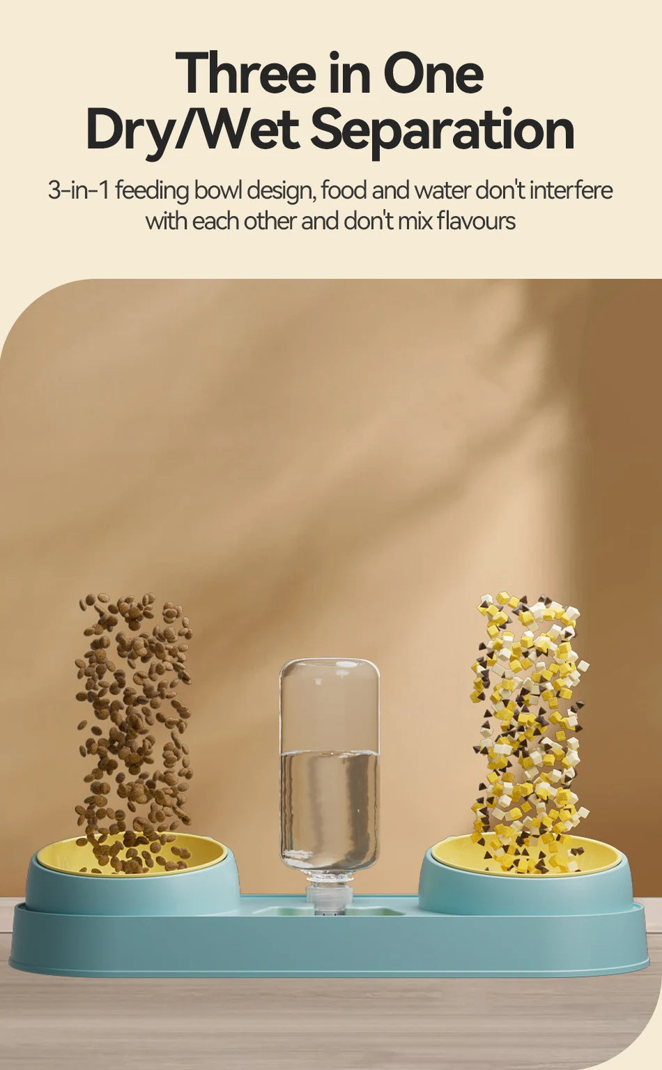 3-in-1 Pet Bowl Set with Automatic Water Dispenser and Dual Feeding System