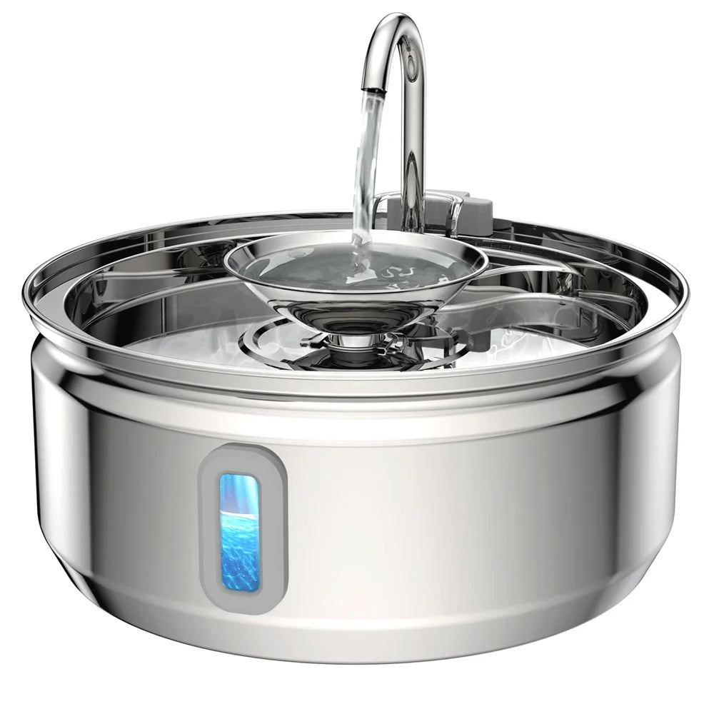 Smart Pet Water Fountain with Visual Window - 3.2L Stainless Steel Automatic Dispenser