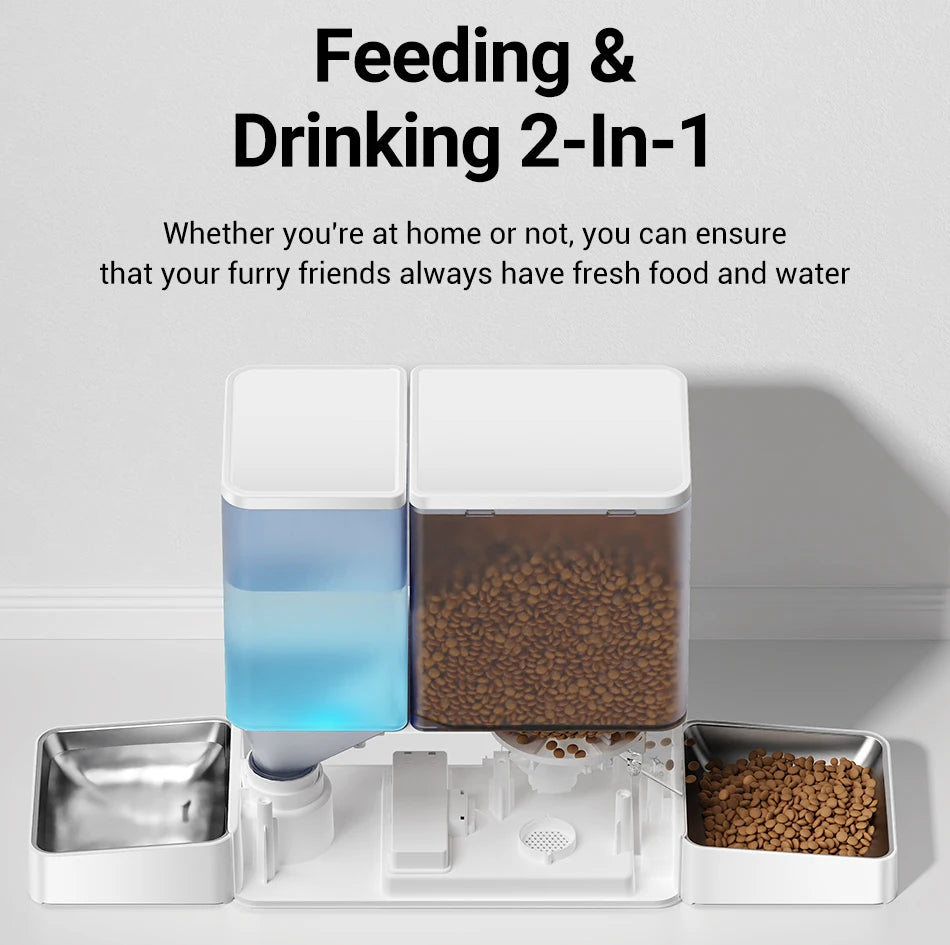 8.5L Automatic Pet Feeder with Water Fountain - WiFi Remote Control Smart Dispenser