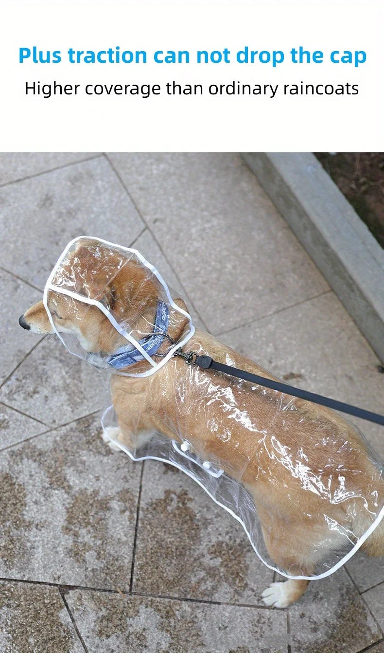 Clear Transparent Pet Raincoat with Hood - Waterproof Poncho for Small Dogs & Cats