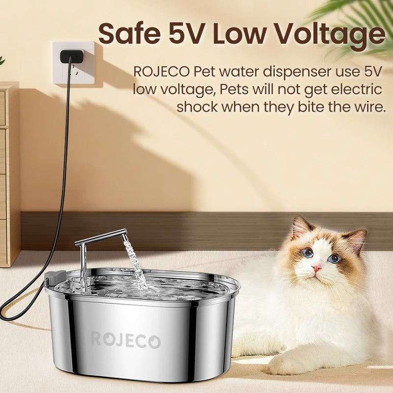3.2L Stainless Steel Cat Water Fountain - Automatic Pet Water Dispenser for Dogs & Cats