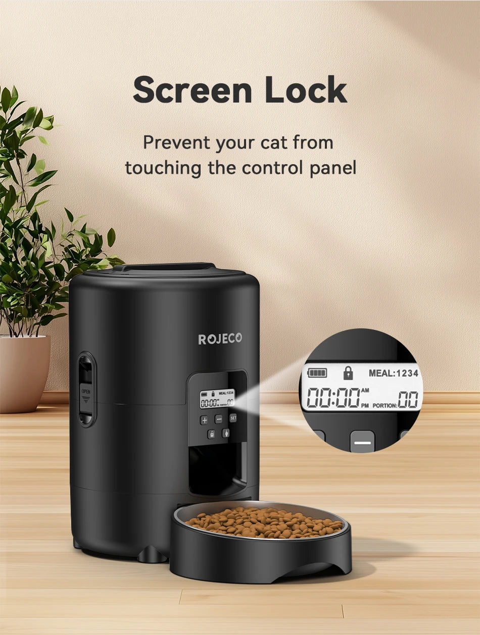 2L Automatic Pet Feeder - Smart Button Control Kibble Dispenser for Dogs & Cats