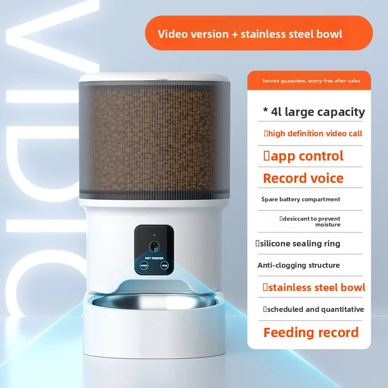 Smart Automatic Pet Feeder with HD Camera & Voice Control — Wi-Fi Remote Timed Food Dispenser