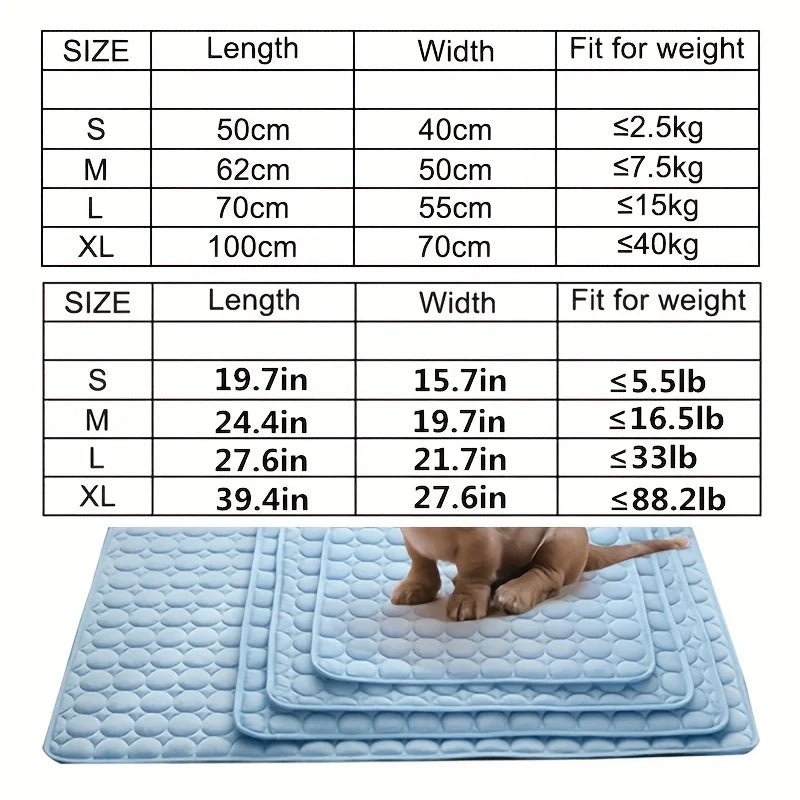 Self-Cooling Pet Mat with Ice Silk Technology - 40 Inch Summer Bed