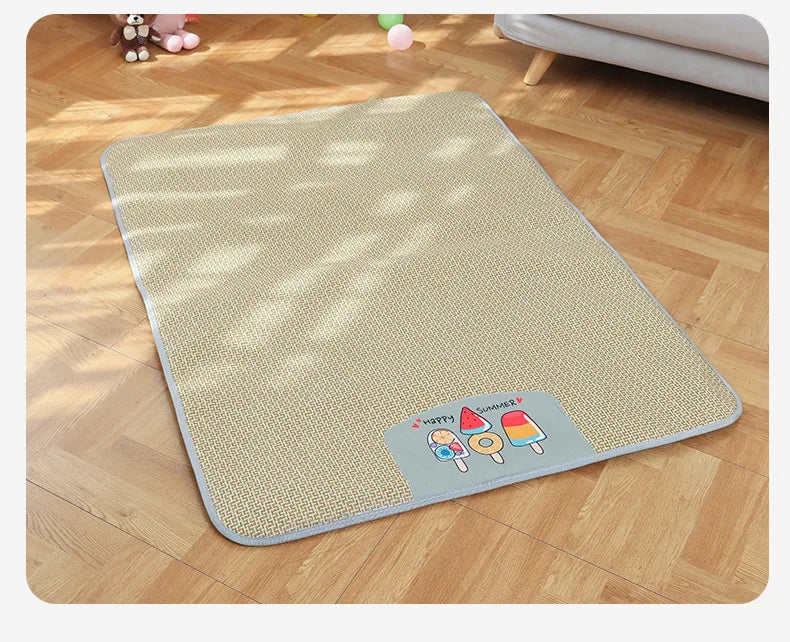 Summer Cooling Mat - Oversized Breathable Bamboo Rattan Pet Mat