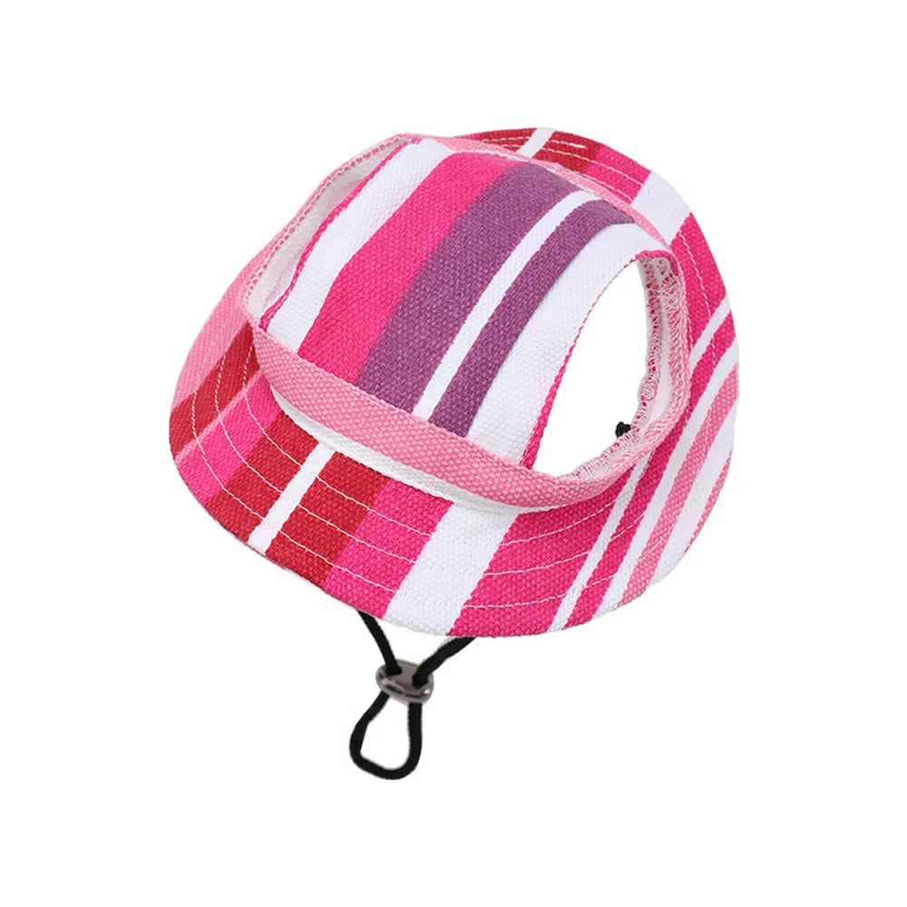 Striped Canvas Pet Sun Hat for Cats & Small Dogs