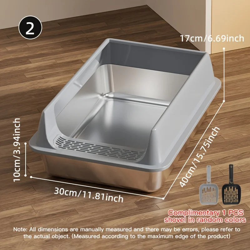 Stainless Steel Semi-Enclosed Cat Litter Box