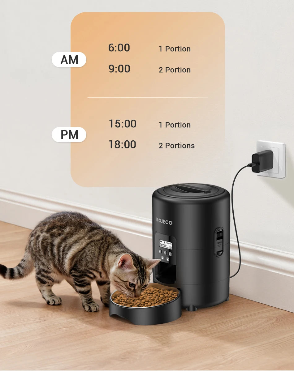 2L Automatic Pet Feeder - Smart Button Control Kibble Dispenser for Dogs & Cats
