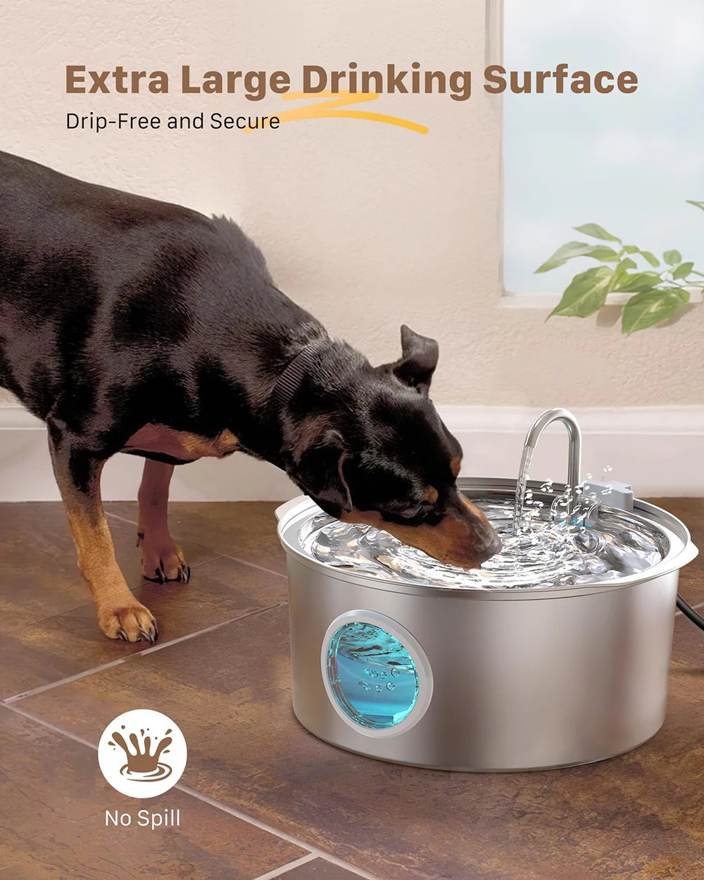 Large Pet Water Fountain - 7L Stainless Steel Automatic Dispenser with Silent Operation