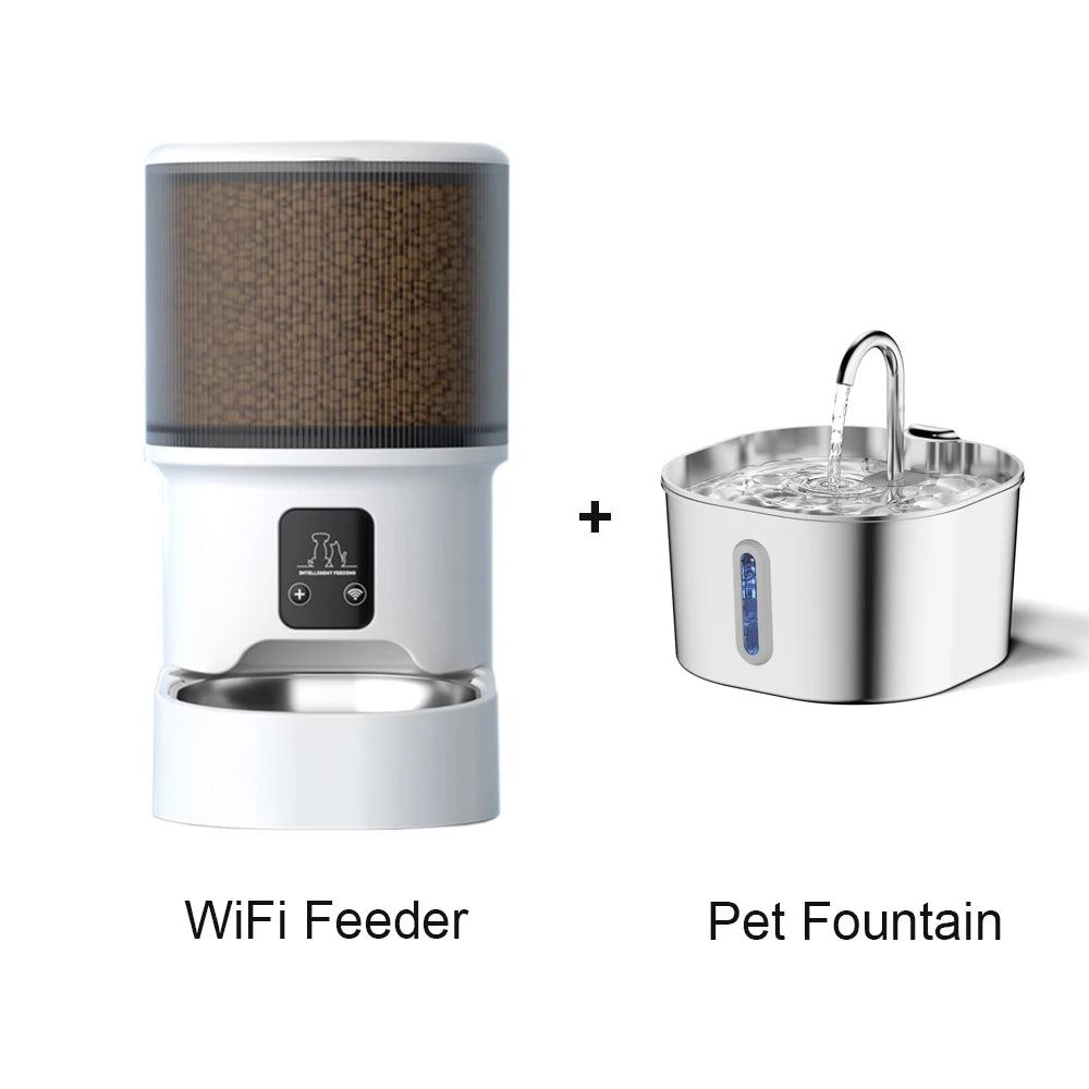 Smart WiFi Pet Feeder with Video Camera and Water Fountain