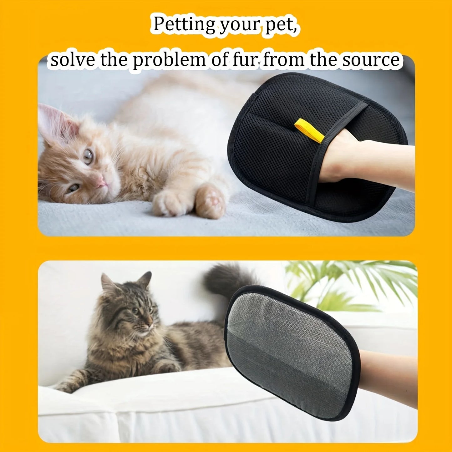 Pet Hair Remover Glove - Double-Sided Grooming Mitt for Furniture and Clothing