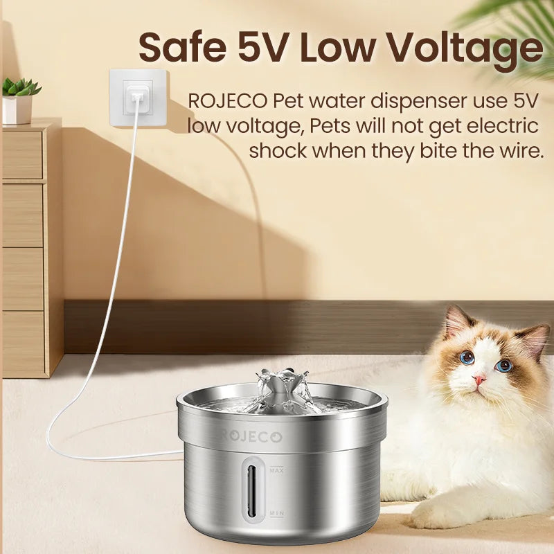 Stainless Steel Pet Water Fountain - Rechargeable Automatic Drinking Fountain for Dogs & Cats