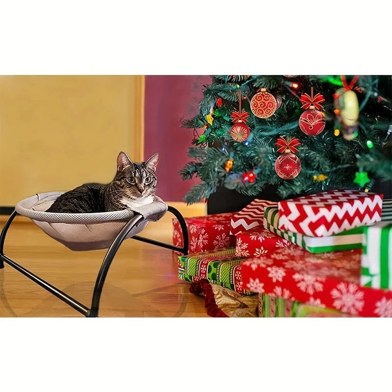 Elevated Pet Hammock Bed - Free-Standing Metal Frame with Breathable Fabric