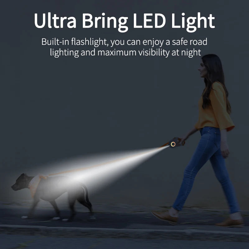 Automatic Retractable Dog Leash with LED Luminous Light for Safe Walking
