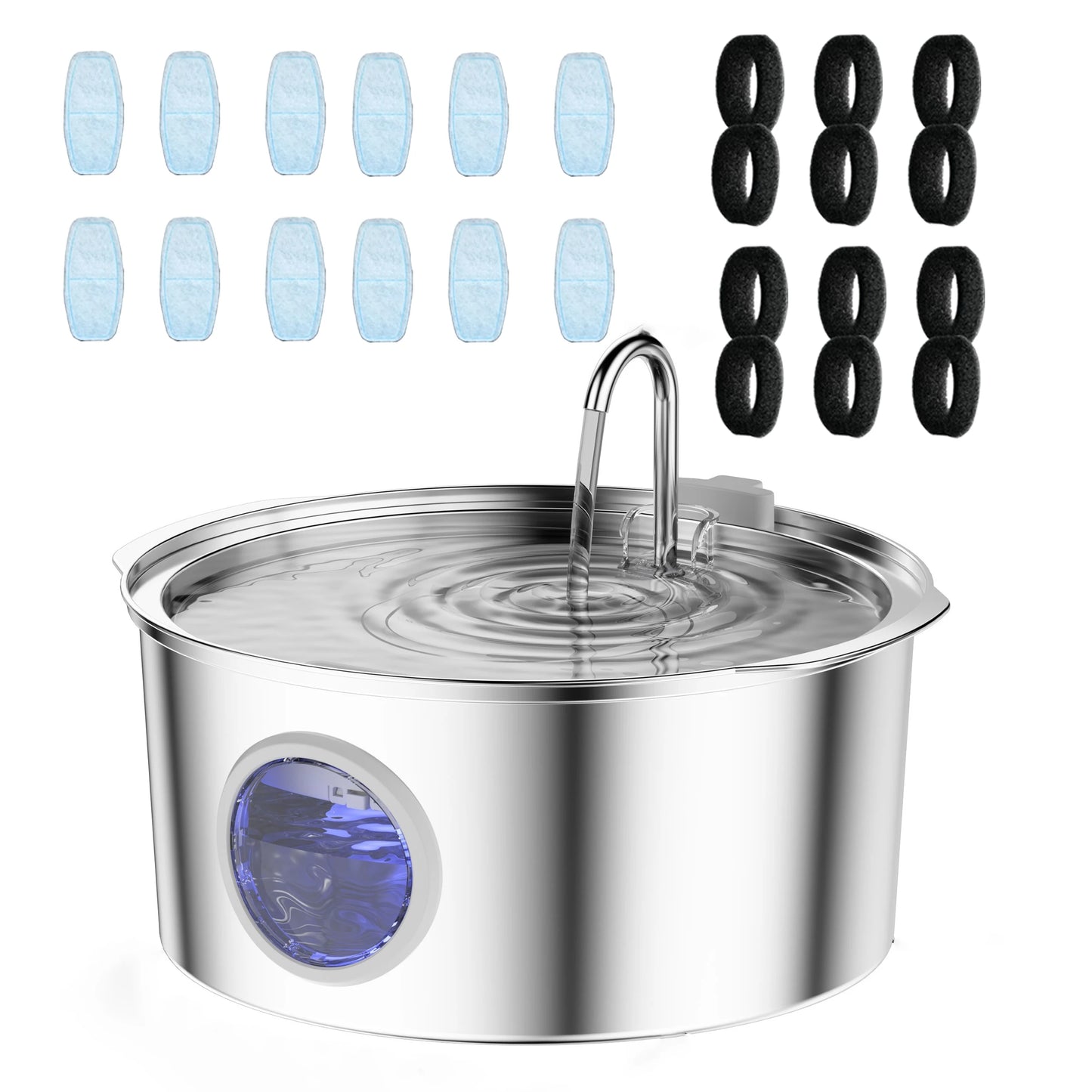 Large Pet Water Fountain - 7L Stainless Steel Automatic Dispenser with Silent Operation