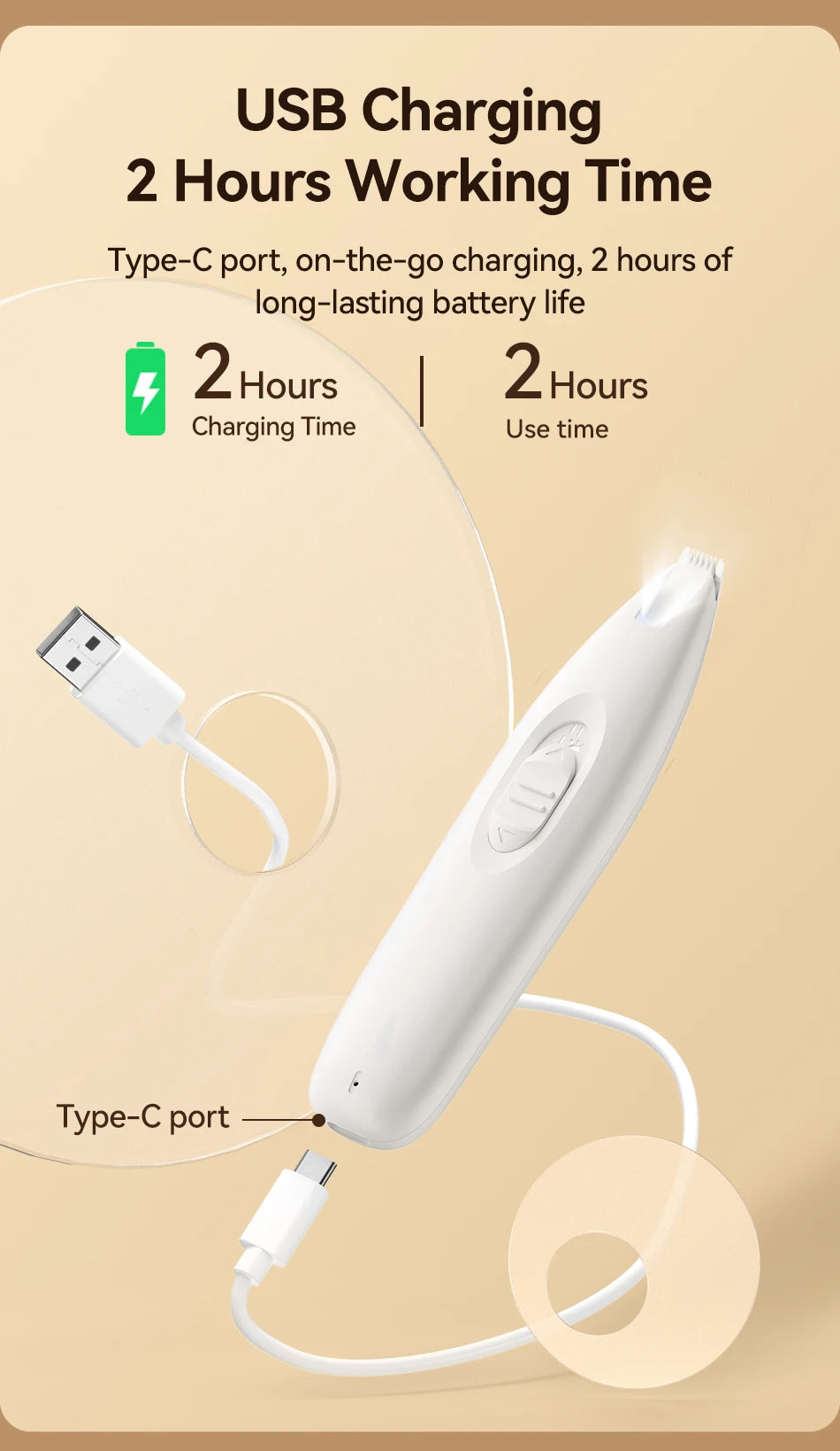 Professional Electric Pet Clipper with LED Light and Rechargeable Battery