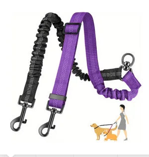 16ft Dual Dog Leash with Shock Absorbing Bungee