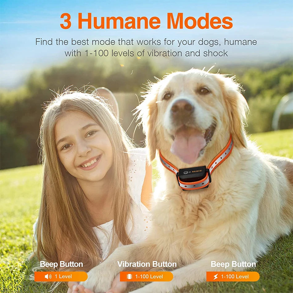 Remote Dog Training Collar - 1000m Range Rechargeable Bark Control System