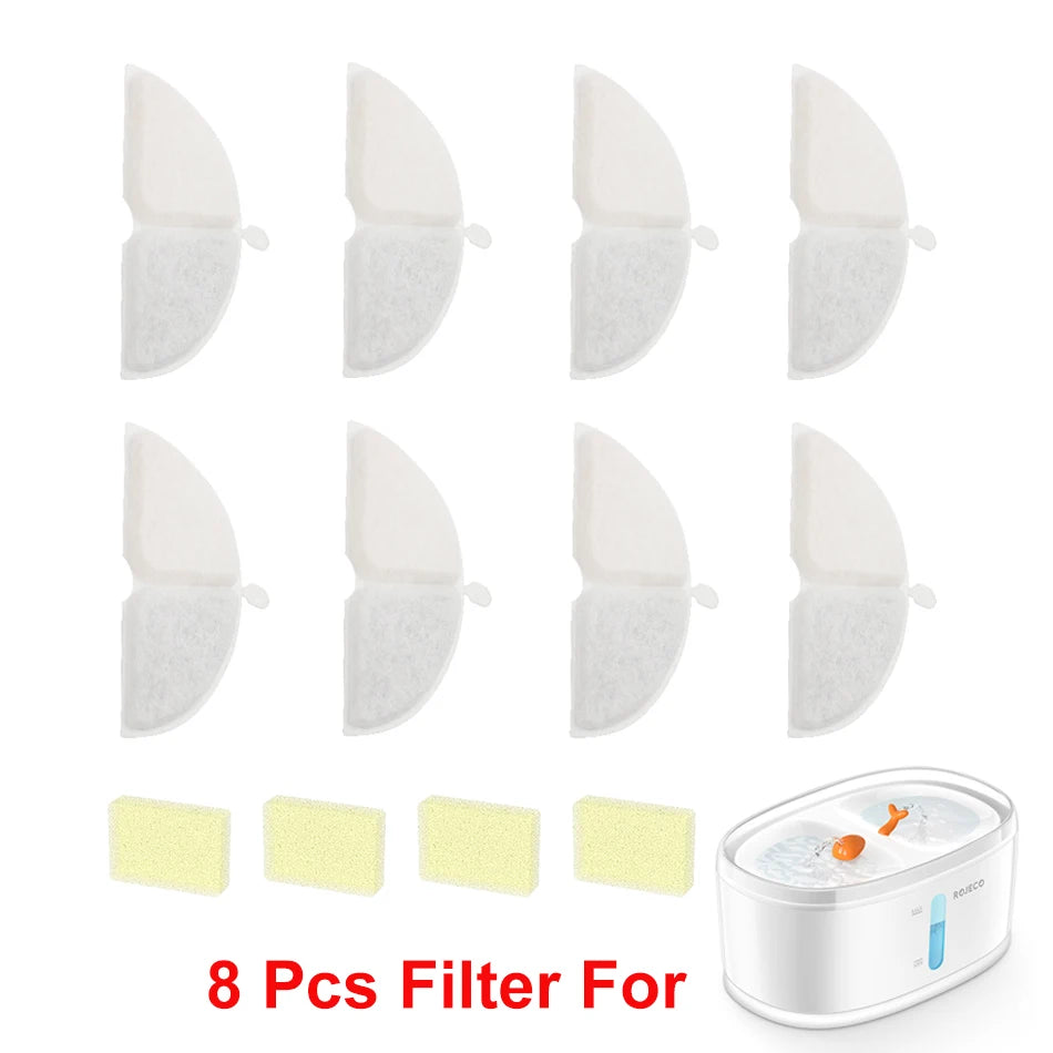 Cat Water Fountain Replacement Filters - 8 Pack Purifier Filters for Pet Water Fountains