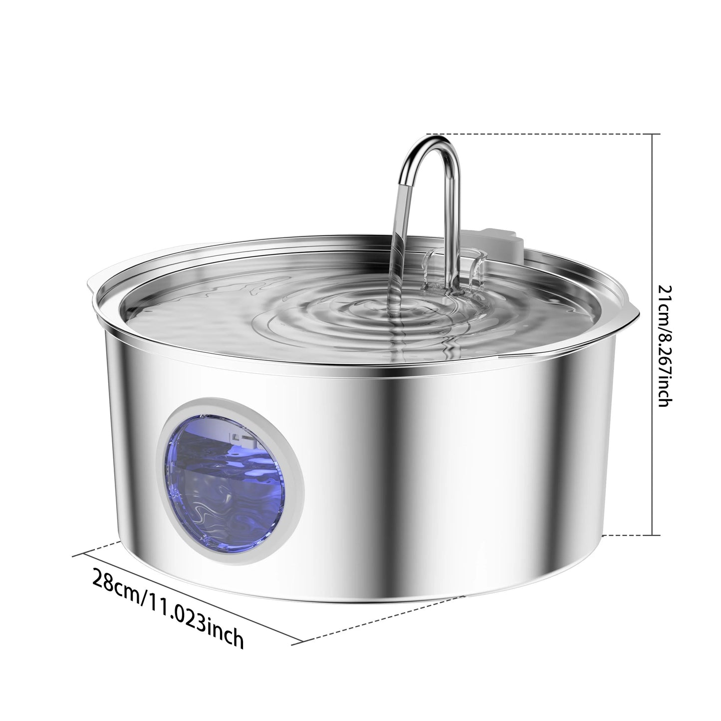 Large Pet Water Fountain - 7L Stainless Steel Automatic Dispenser with Silent Operation