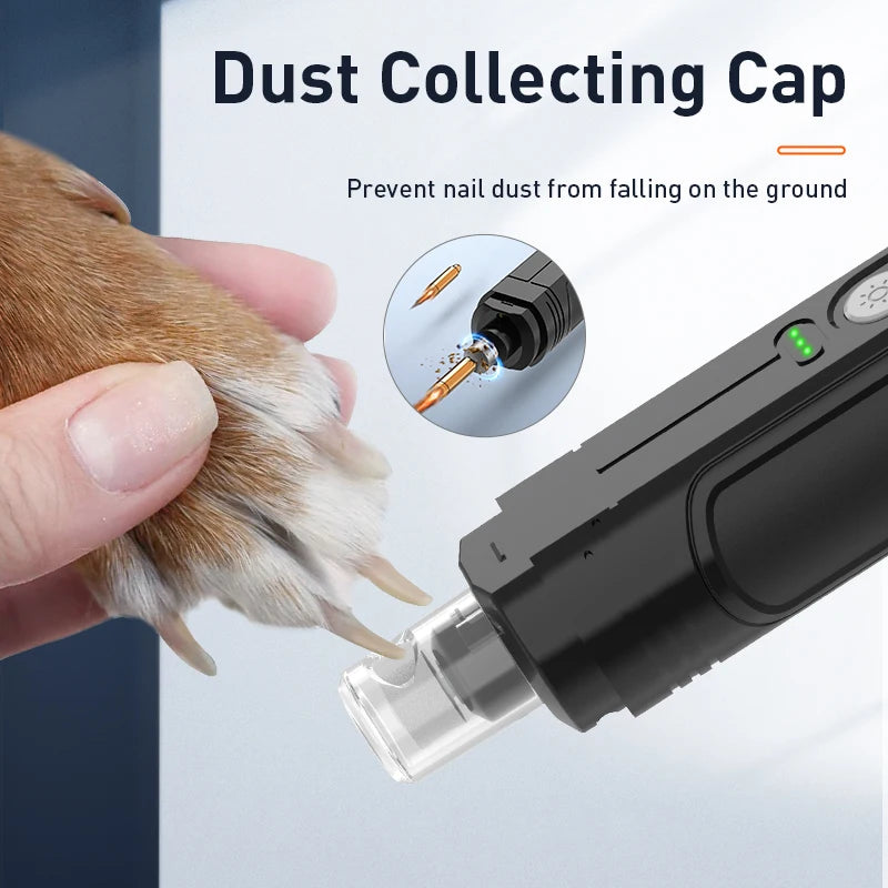 Professional Electric Pet Nail Grinder with Dual LED Lights and Rechargeable Battery