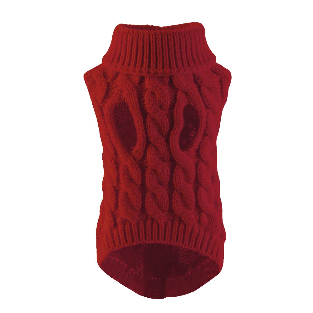 Pull tricoté à col roulé pour chien