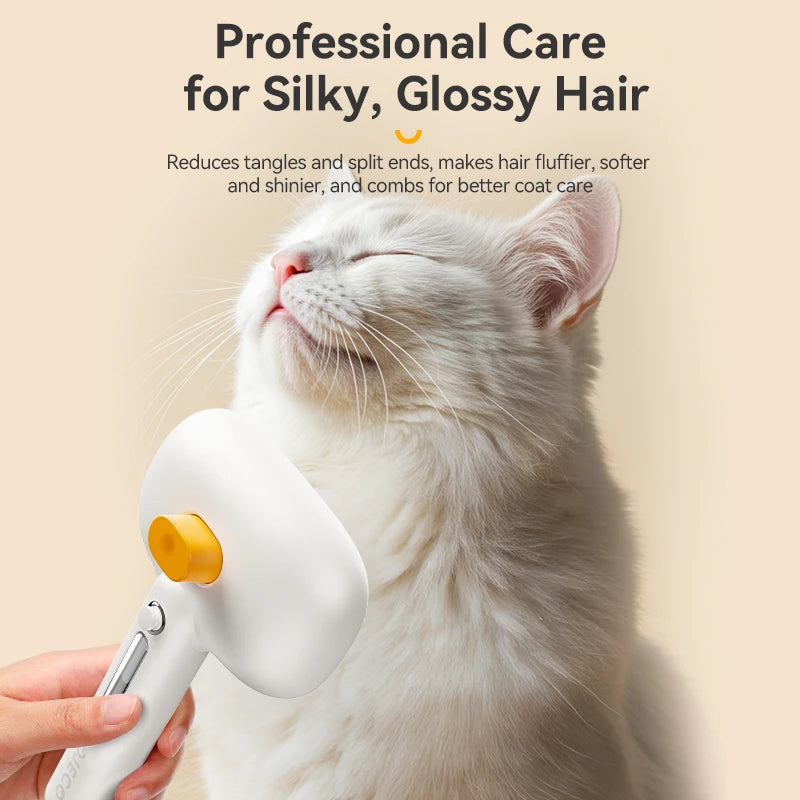 Pet Steam Comb - Electric Spray Brush for Dog & Cat Hair Removal and Grooming
