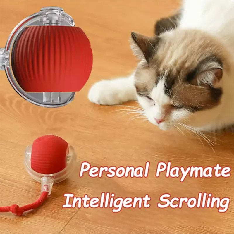 Cat Interactive Ball Toy - Automatic Rolling Ball with Tail
