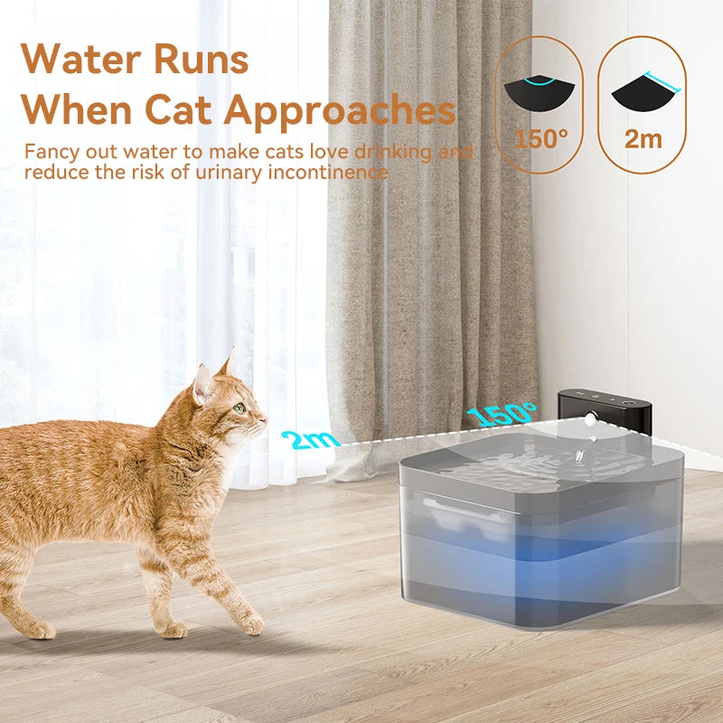 Smart Pet Water Fountain 2.2L - Wireless Automatic Dispenser with Infrared Sensor