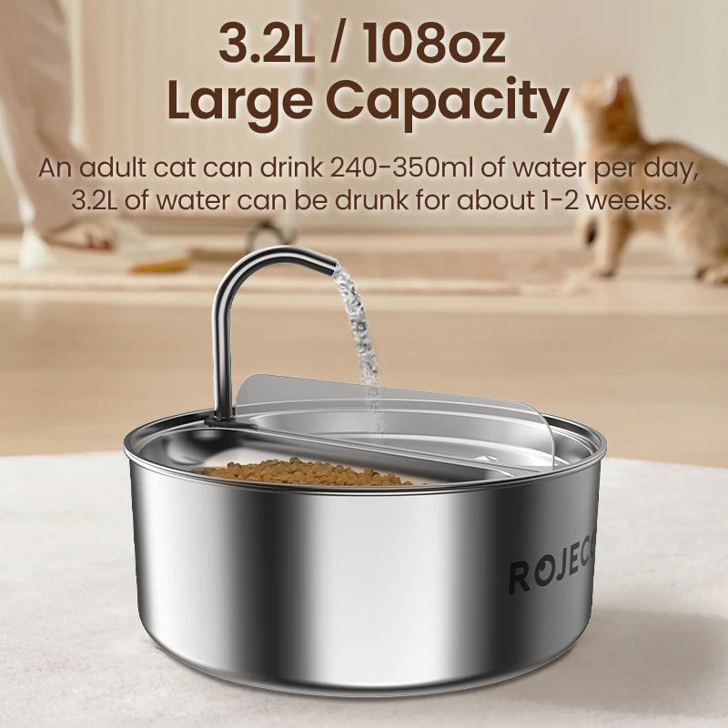 2-in-1 Automatic Pet Water Dispenser with Stainless Steel Feeder Bowl