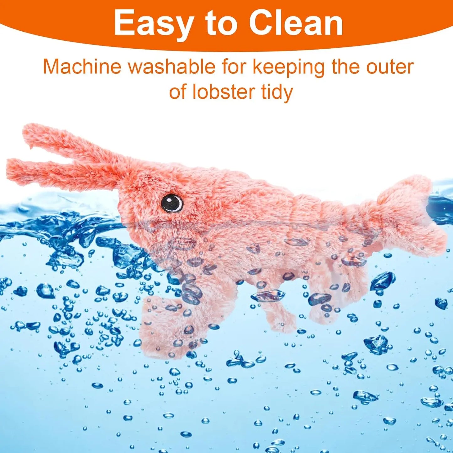 Jouet interactif pour chat en forme de homard doux rechargeable par USB avec couineur