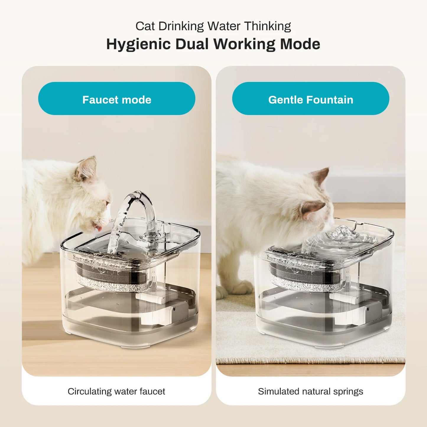 2.2L Silent Pet Water Fountain with Visible Filtration - Automatic Dispenser for Cats & Dogs