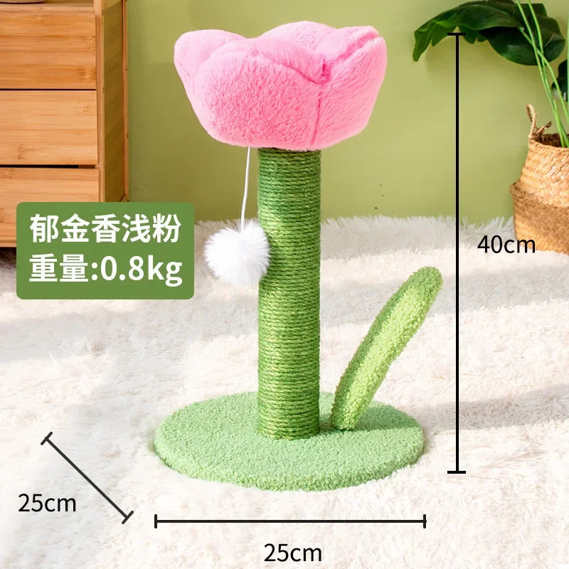 Tulip Cat Tower with Sisal Scratching Post & Kitten Teaser