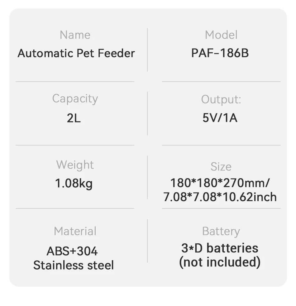 2L Automatic Pet Feeder - Smart Button Control Kibble Dispenser for Dogs & Cats
