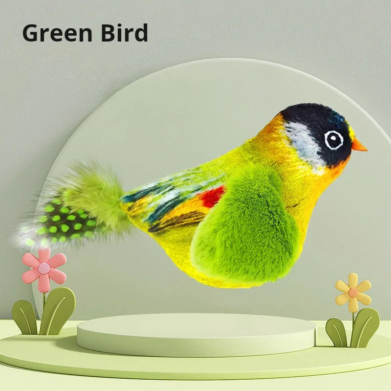 Interactive Bird Sound Cat Toy - Plush Hanging Teaser with Realistic Calls