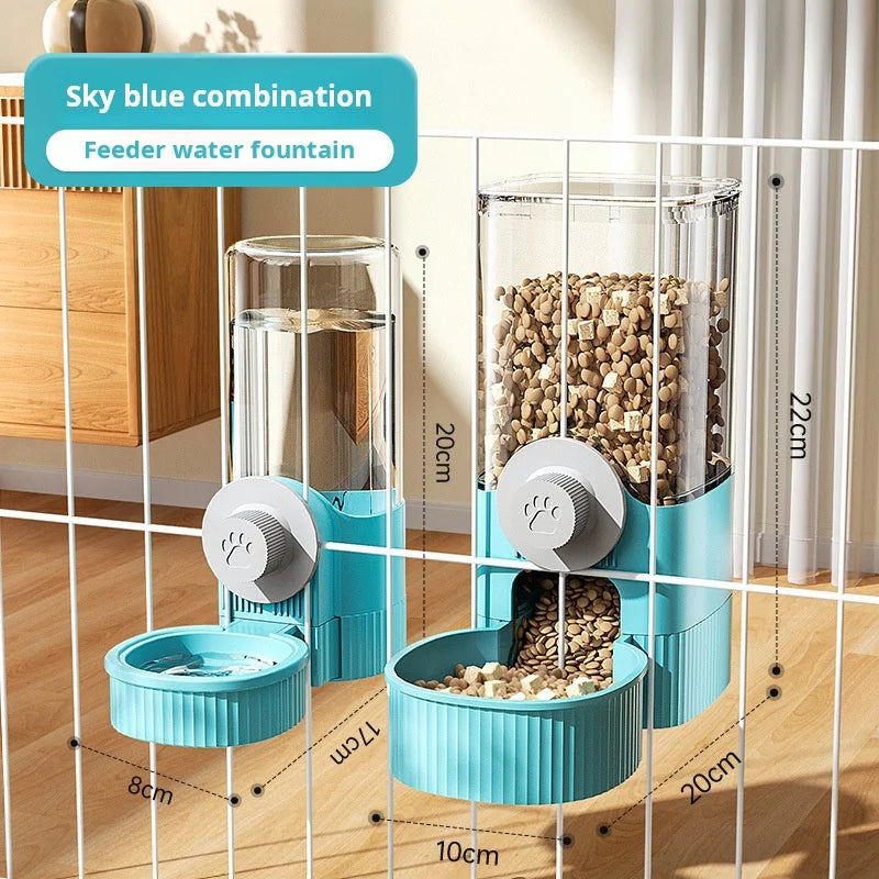 Distributeur automatique de nourriture et d'eau pour animaux de compagnie - Distributeur suspendu par gravité avec gamelle