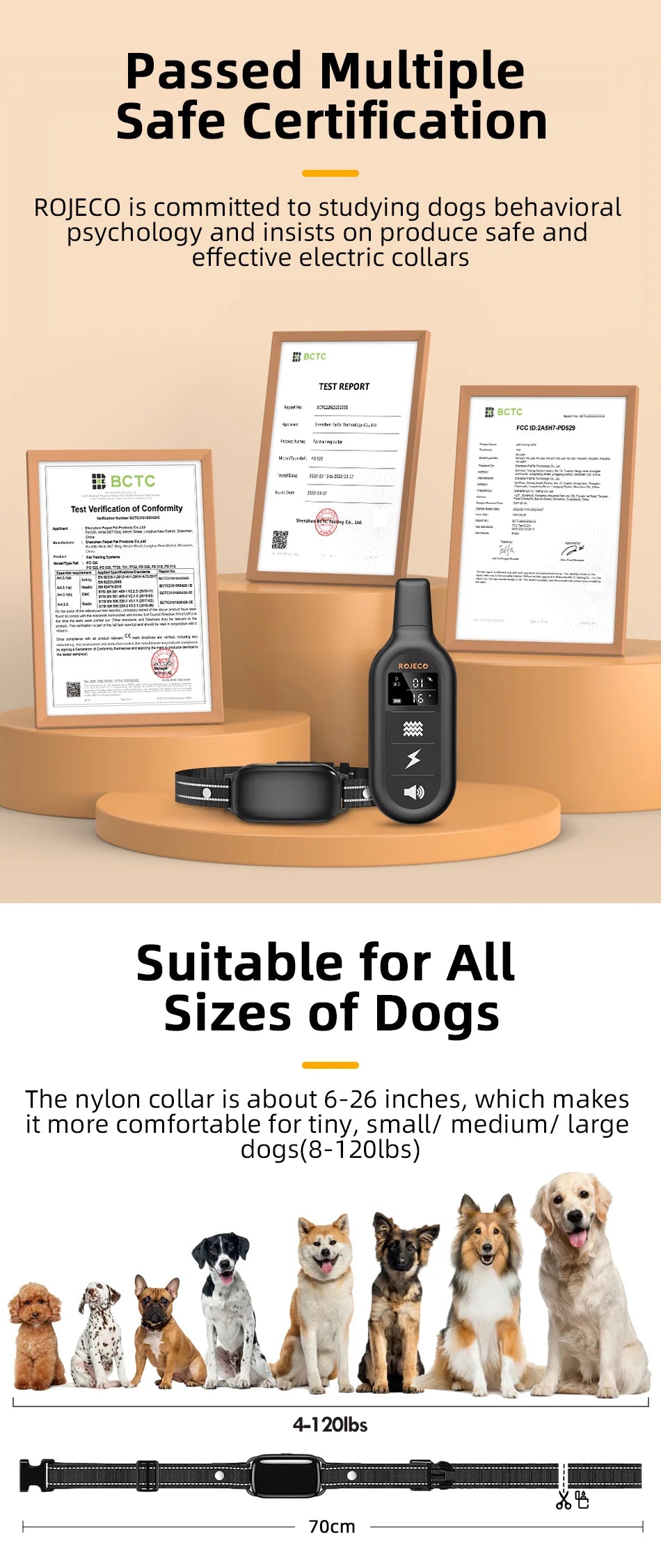 Professional Dog Training Collar 3300ft Range - Waterproof Remote Control System