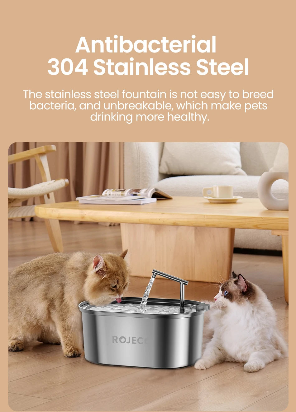3.2L Stainless Steel Cat Water Fountain - Automatic Pet Water Dispenser for Dogs & Cats