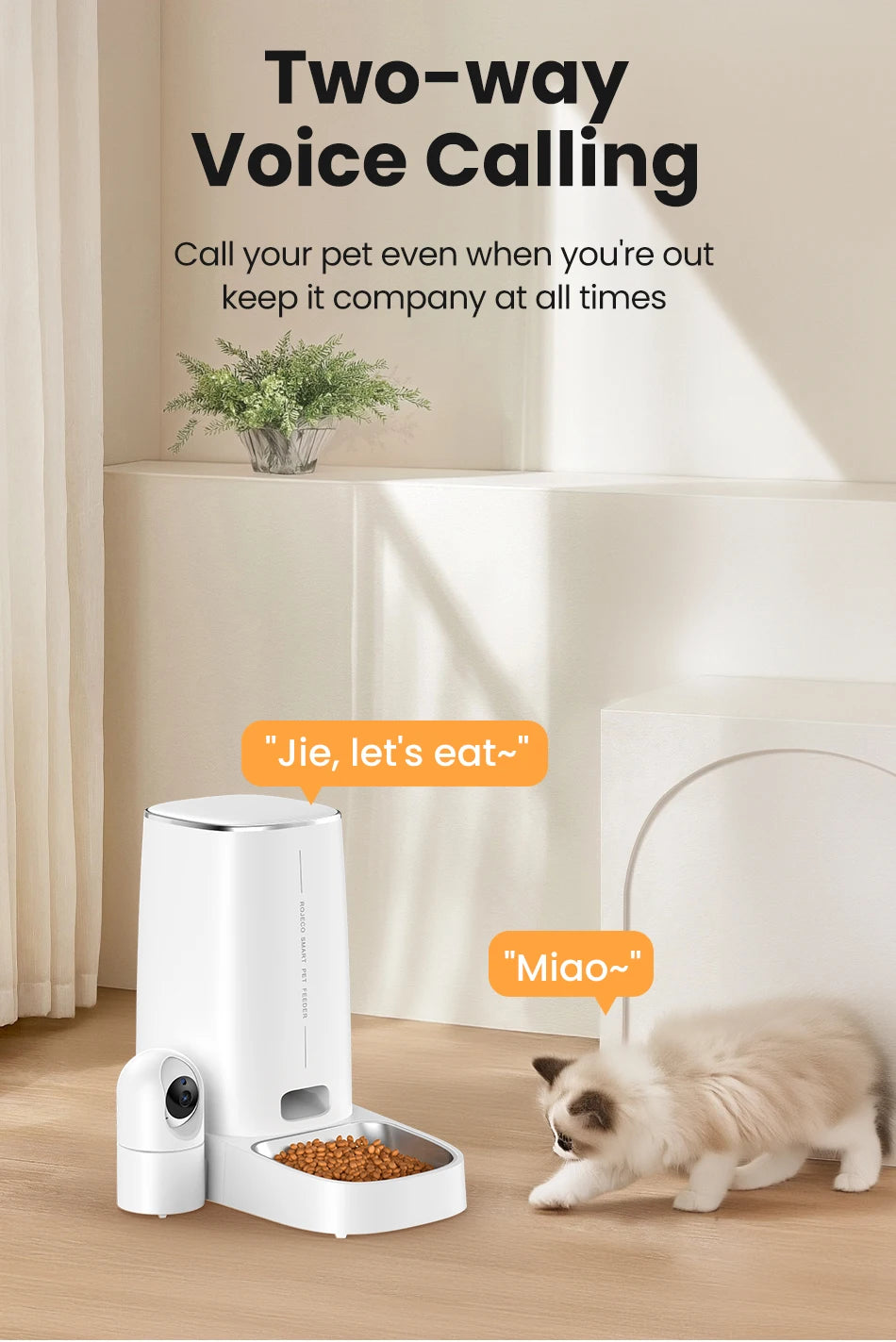 4L Automatic Pet Feeder with 360° Rotating Camera and WiFi Control
