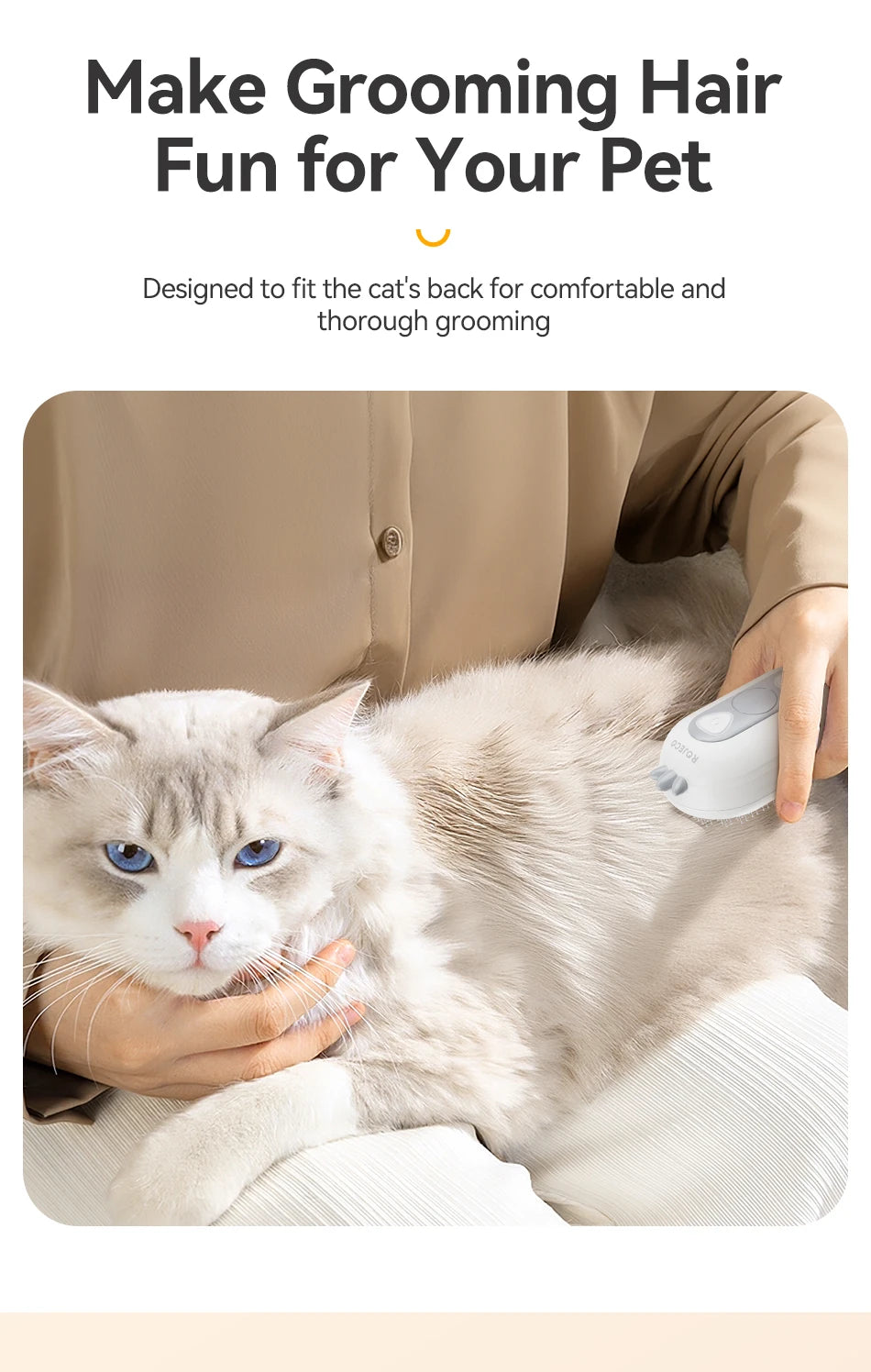 Electric Steam Pet Brush - Hair Removal Comb for Cats & Dogs