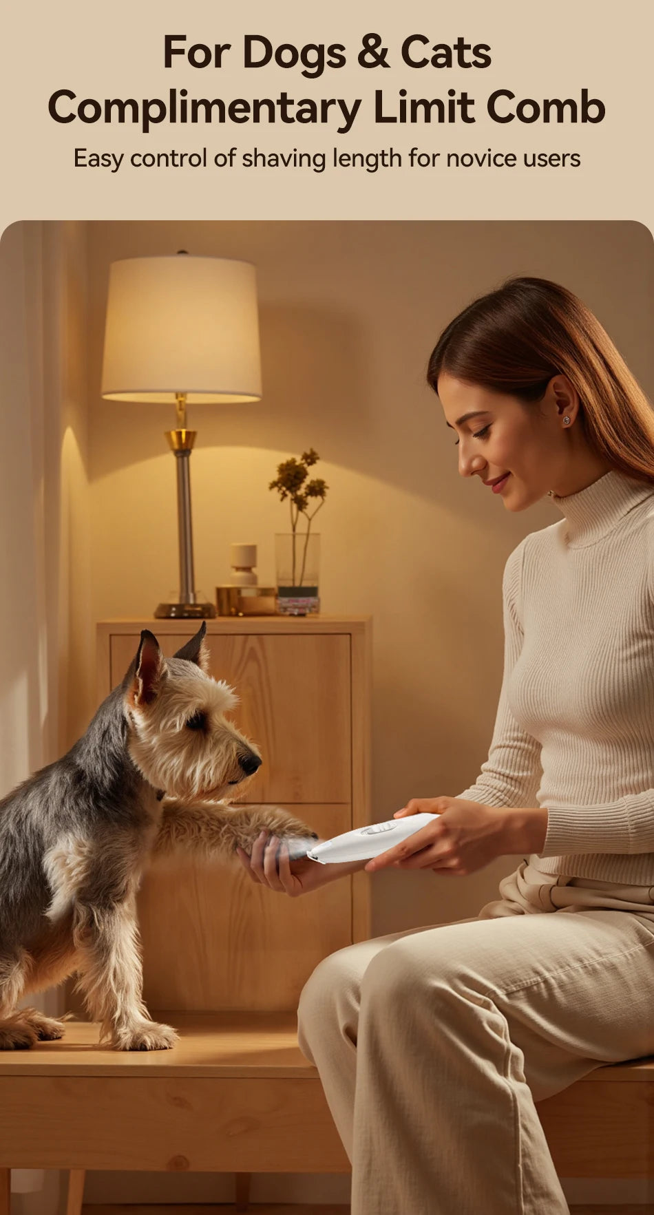Professional Electric Pet Clipper with LED Light and Rechargeable Battery