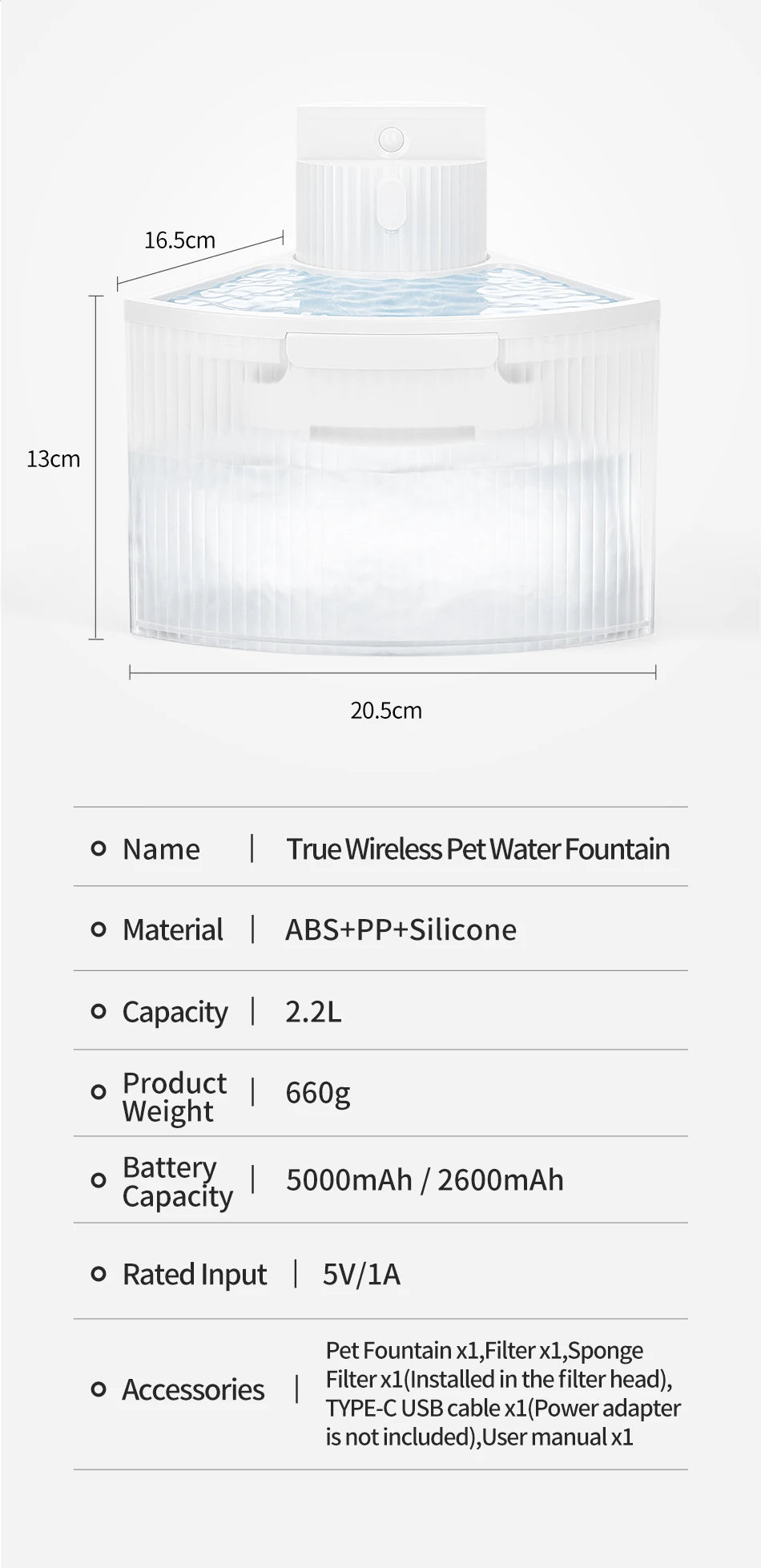 Wireless Smart Cat Water Fountain with Sensor Technology