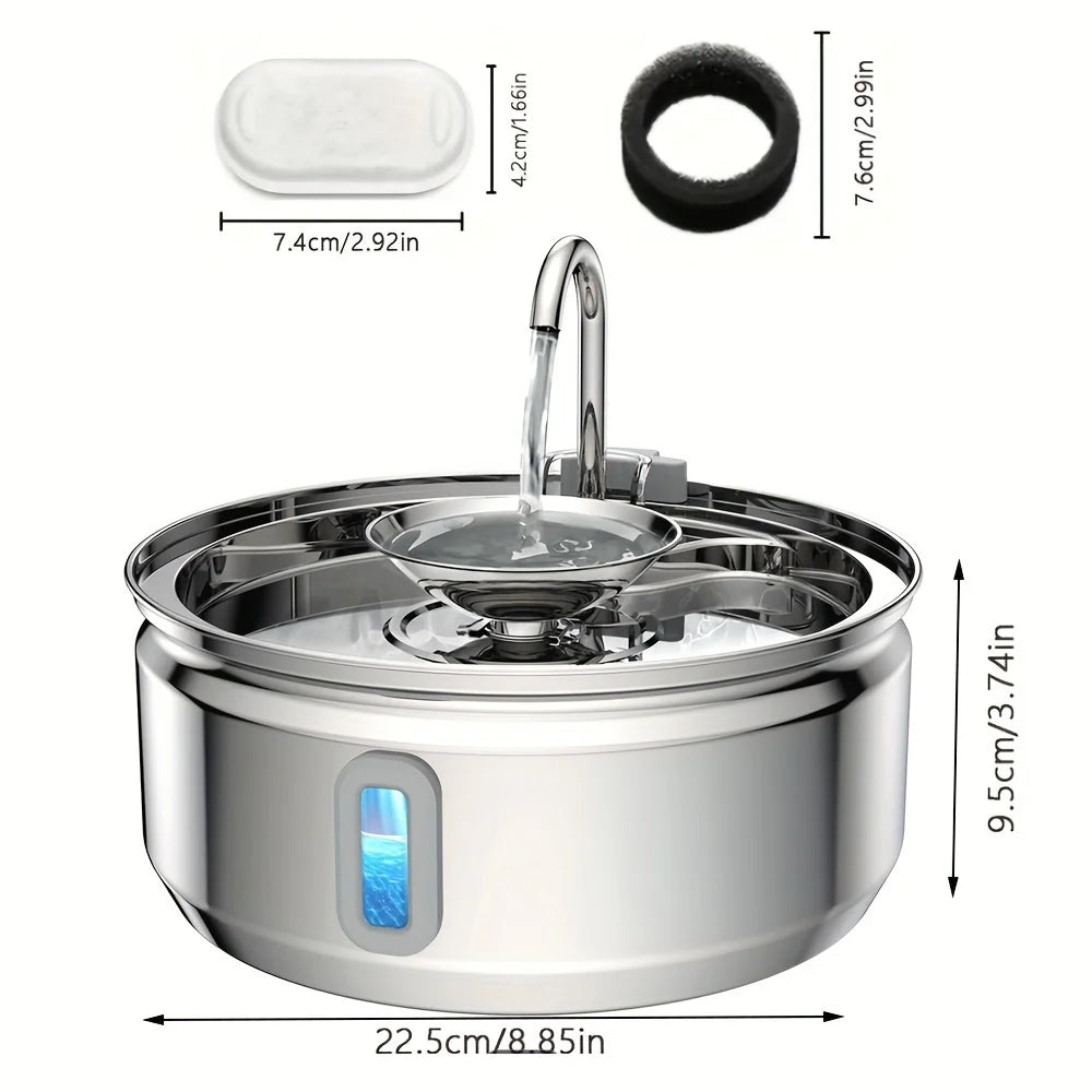 Smart Pet Water Fountain with Visual Window - 3.2L Stainless Steel Automatic Dispenser