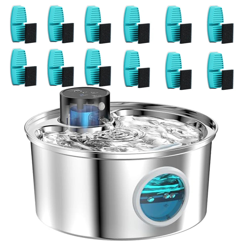 3.2L Wireless Motion Sensor Pet Water Fountain - Stainless Steel Rechargeable Automatic Dispenser